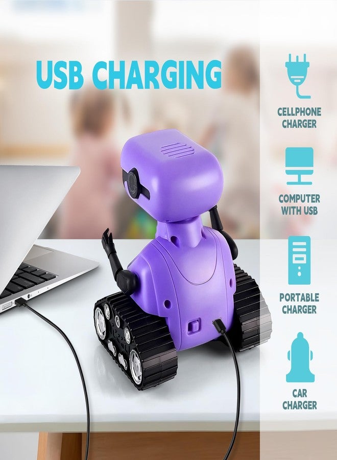 Playsheek Rechargeable Emo Robot with Auto-Demonstration - Remote Control Smart Robot Toy Gift for Kids Age 3+ - Purple - Image 5